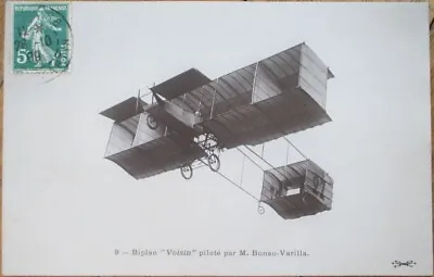 French Aviation 1909 Realphoto Postcard Biplane Voisin Pilot Bunau Varilla • $12.99