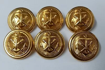 Genuine Naval Artillery Anchor & Cannon Insignia Shank Buttons X6 ASBT225 • £14.99