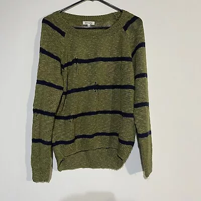 Miracle USA Sweater Womens S M Disstressed Olive Green Knit Sweater Trendy • $5