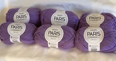Drops PARIS Aran Weight Cotton Yarn Bundle Of 50g 6 Balls NEW  Purple 31 • £7.99
