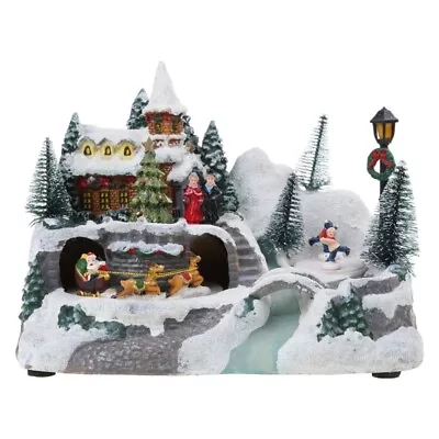 Christmas Snow House Figurine Rotatable Resin Statue Decor Ornament • $93.43