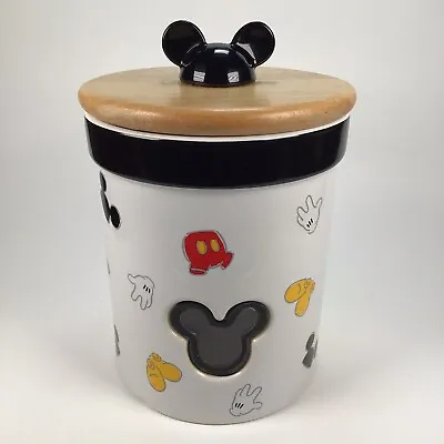 Walt Disney World Mickey Mouse Ceramic Cookie Jar Canister With 3 Glass Windows • $15.95