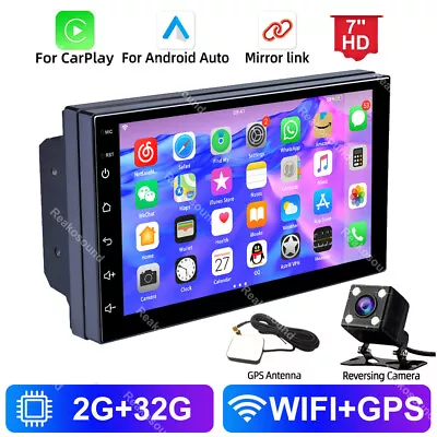 7Inch Double Din 2+32G Anroid 11 Car Stereo Audio For IOS/Android Phone Link+Cam • $165.98