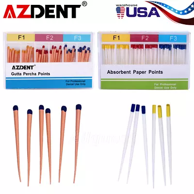 AZDENT Dental Endodontic Gutta Percha Points/Absorbent Paper Points F1 F2 F3 USA • $192.27