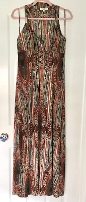 Maxi Dress Summer Multi Print Size 12 New Look Strappy Beach Holiday Stretch Fab • £6