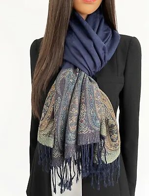 Ladies Long Rainbow Multi Colour Paisley Scarf Pashmina Evening Shawl Vintage • £9.94