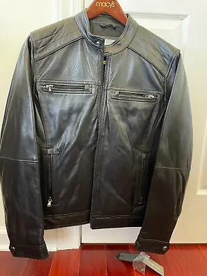 Brand New MICHAEL KORS Man Perforated Leather Moto Jacket Black Size M $595 • $137