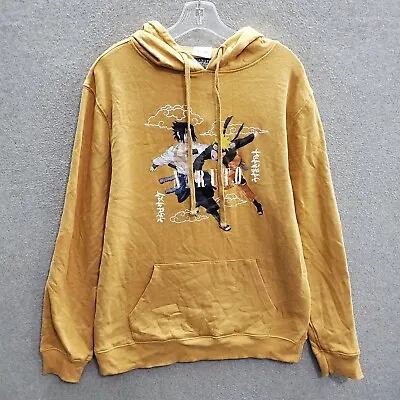 Naruto Shippuden Men Sweatshirt Large Yellow Hoodie Sasuke Uchiha Fight Graphic • $24.92