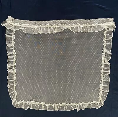 Vintage Lace Ruffled Cafe Curtain Panels Opaque Sheer 37x35 Set Of 2 USA New NOS • $16.95