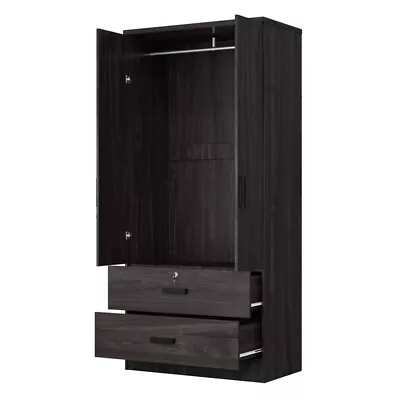 Better Home Products Grace Armoire Wardrobe With Mirror & Drawers In Tobacco • $304.59