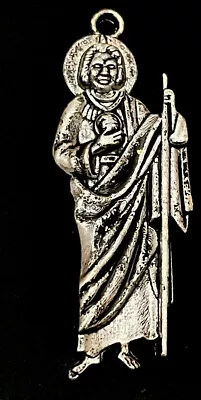 Vintage Catholic St Jude Silver Tone Figure Medal • $7.99