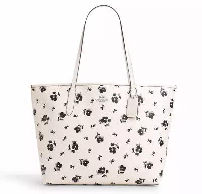 New Coach CP073 City Tote With Floral Print Chalk Multi • $159.90