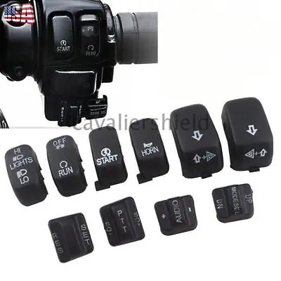 $16.91 • Buy 10pcs Black Hand Control Switch Cover Housing Button Cap Set For Harley Touring