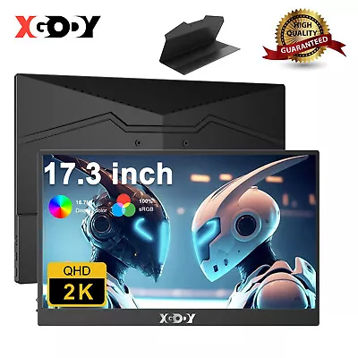 XGODY Monitor 17.3  60HZ 1440P QHD IPS HDR 100% SRGB Screen Display For Laptops • $232.99