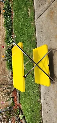$89.99 • Buy RARE Find Unique Vintage Cosco 2 Tier Rolling Metal Folding Cart Yellow & Crome 