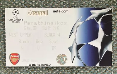 Arsenal V Panathinaikos UEFA Champions League Football Ticket 2 Nov 2004 • £2.09