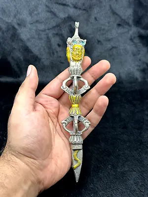 Very Nice Rare Vintage Tibetan Buddhism Silver Amulet Carved Vajra Dorje Phurba • $300