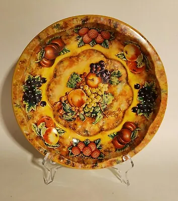 Vintage 1971 Daher Decorated Ware 10  Round Metal Tin Fruit Tray Bowl England • $10