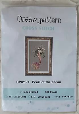 Pearl Of The Ocean Mermaid Cross Stitch Kit  Mermaid Needle Point Craft Kit 435 • $34.99