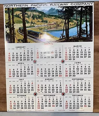  1970 Mid Size Northern Pacific Railroad Calendar Freight Train Last Year Of NP! • £28.94