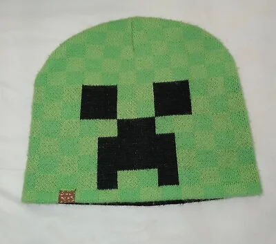 JINX Minecraft Creeper Face Green Stretch Knit Beanie Hat • $9.99