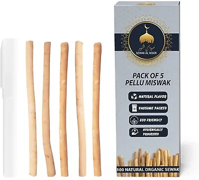 Pack Of 5 Miswak Sticks For Teeth With 1 Holder - Vacuum Sealed Natural Flavored • $9.77