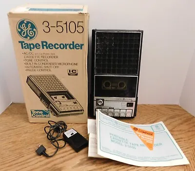 Vintage GE General Electric 3-5105 Cassette Tape Recorder W/ Box • $10.99