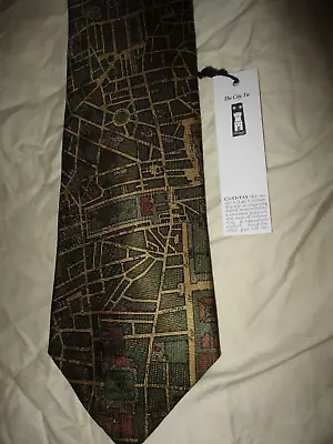 Josh Bach CIVITAS Map Of Paris 1834 Design Necktie USA Made NWT Green/Gold Rare • $30