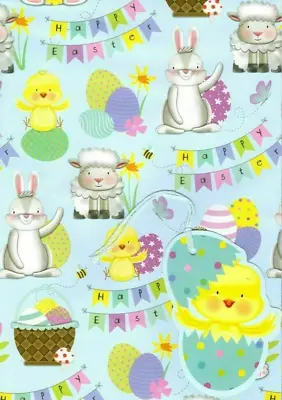 2 X Sheets HAPPY EASTER Gift Wrap And Tags Boys Girls Wrapping Paper Cute BNIP • £3.51