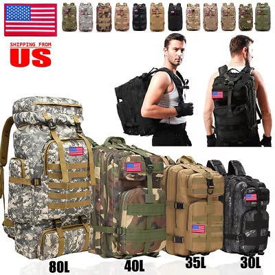 40L/80L/100L/120L Outdoor Tactical Backpack Rucksack Camping Hiking Bag Travel • $33.24