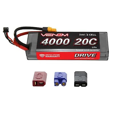 Venom 20C 2S 4000mAh RC 7.4V Hard Case LiPo Battery With Deans EC3 Traxxas Plug • $36.99