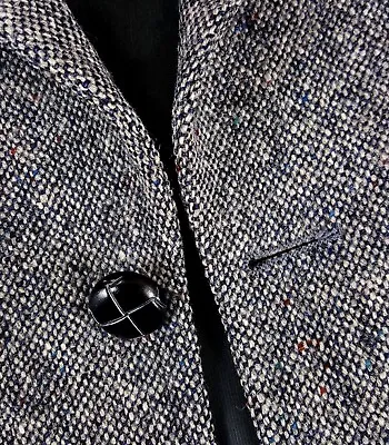 Magee Irish Tweed 38R Gray Sport Coat VTG W/ Leather Button • $95