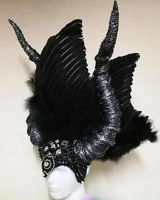 Da NeeNa H991 Crow Wizard Witch Cabaret Dance Pageant Showgirl Vegas Headdress • $572.05