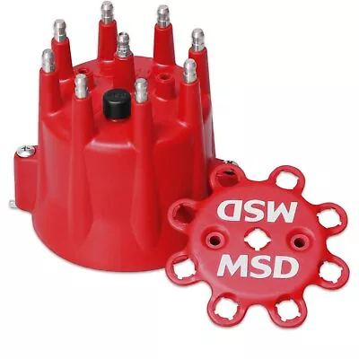 MSD 8433 Red V8 Distributor Cap With HEI Terminals And Spark Plug Wire Retainer • $56.32