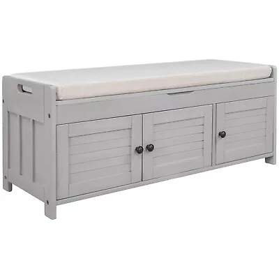 Entryway Shoe Bench 3 Door Shoe Rack Shoe Storage Cabinet With Removable Cushion • $298