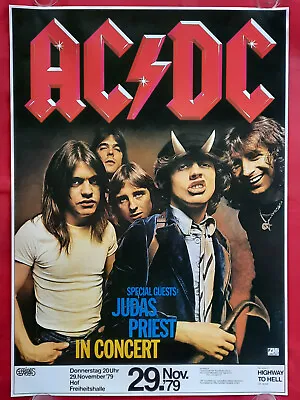 +++ 1979 AC/DC Concert Poster Nov 29th Hof Germany 1st Print • $299.95