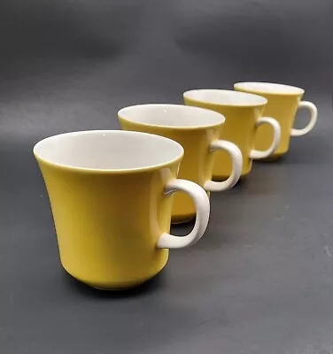 Vintage Mikasa Stoneware MCM Cera Stone Tea Cups Yellow And White 1970s Set Of 4 • $15