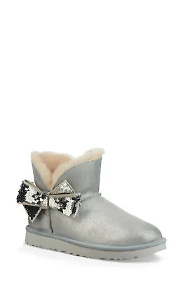 $210 UGG Mini Sequin Bow Wool Lined SHEARLING Bootie SIVLER 5 (SE6) • $110