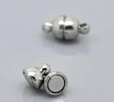 7 Sets Magnetic Cord  Clasps Round Silver Tone 12mm X 6mm Jewellery Finding • £3.95