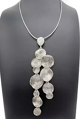 HAGIT Gorali HG 925 Sterling Israel MODERNIST Pendant Omega Chain Cascading Mod • $125