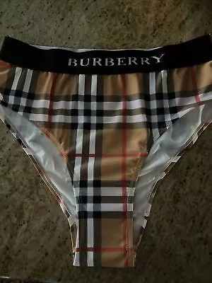 Burberr Logotape High Waist Bikini Bottom Womans XL New • $138