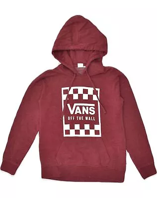 VANS Mens Graphic Hoodie Jumper XS Burgundy Cotton AB07 • £14.95