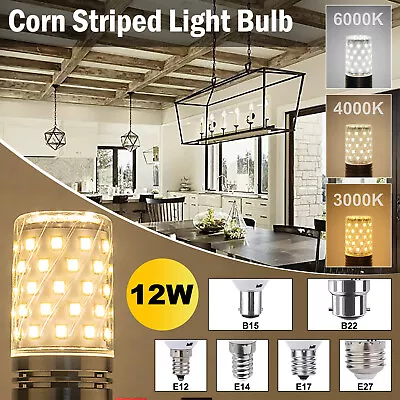 E14 E27 E12 B15 B22 E17 LED Corn Light Bulb 12W/16W Candelabra Ceiling Daylight • $15.99