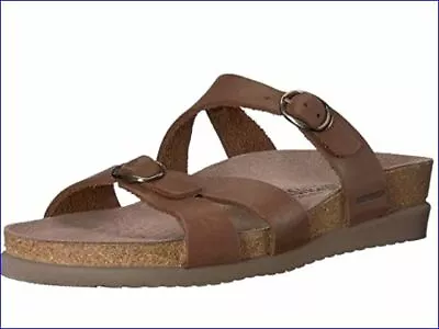MEPHISTO Leather Double Strap Slide Sandals - Hannel (Dark Brown) 6M • $54.99