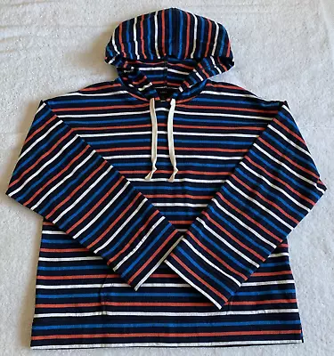 J. Crew Ladies Striped Hoodie Sweatshirt Size L 100% Cotton AS048 • $14