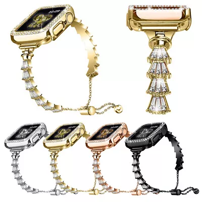 Bling IWatch Band Strap Diamond Case For Apple Watch Series 9 8 7 6 5 4 3 2 1 SE • £9.58
