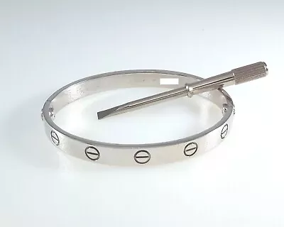 Cartier Love 18k White Gold Bracelet Size 16 - B3830 • $5250