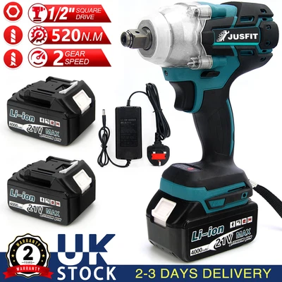 £44.99 • Buy JUSFIT 1/2  Cordless Impact Wrench Brushless Driver 2 Battery For Makita Replace