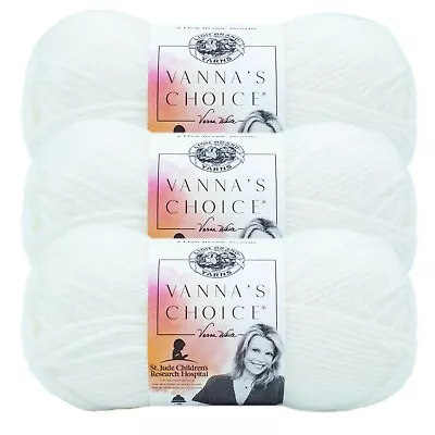 (3 Pack) Lion Brand Yarn 860-100 Vanna's Choice Yarn White • $15.35