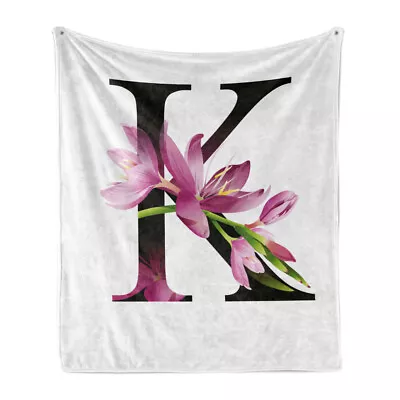 Letter K Soft Flannel Fleece Throw Blanket Blooming Kaffir Lily K • £30.99